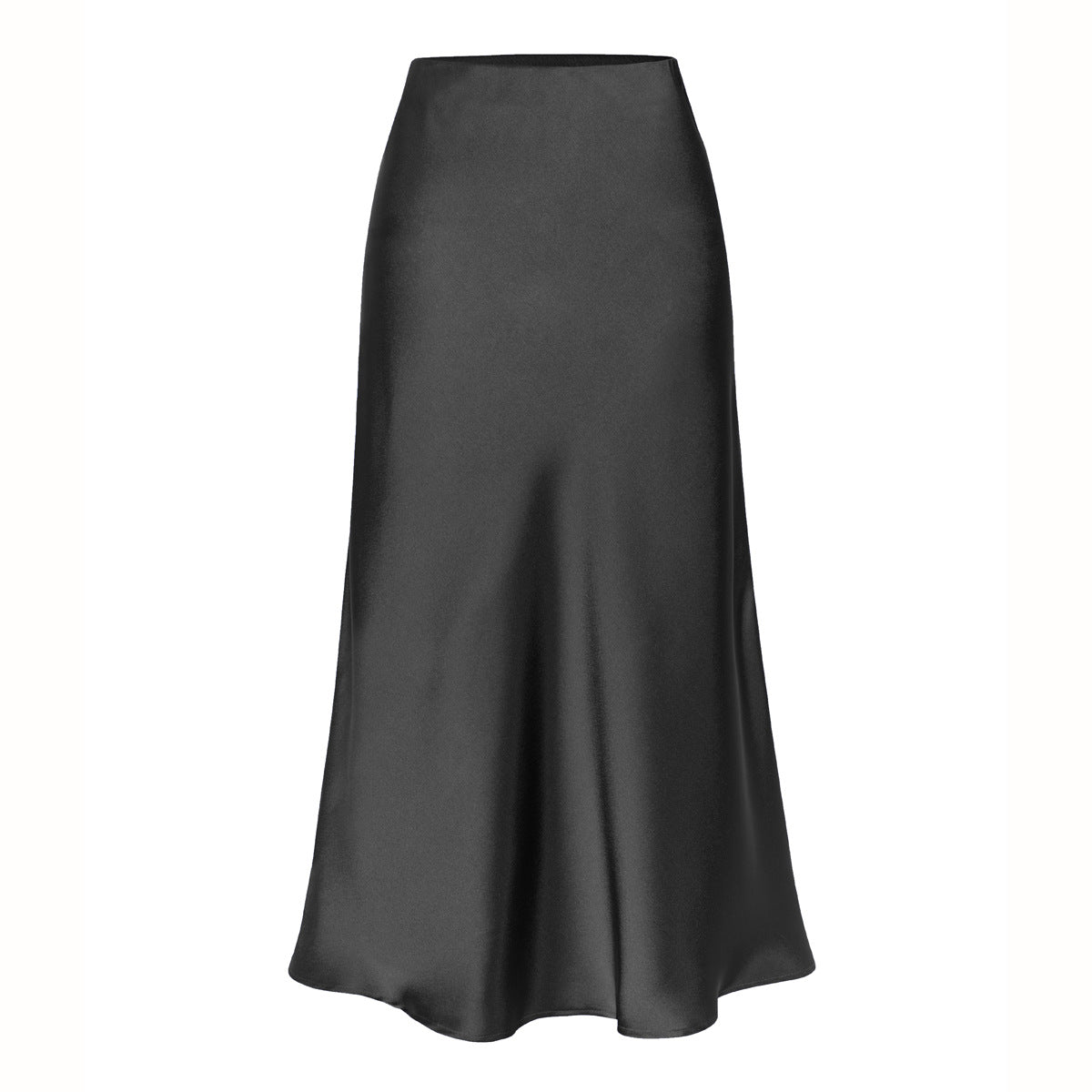 Women's Quality Acetate Satin Elastic Waist Pure Color Skirt