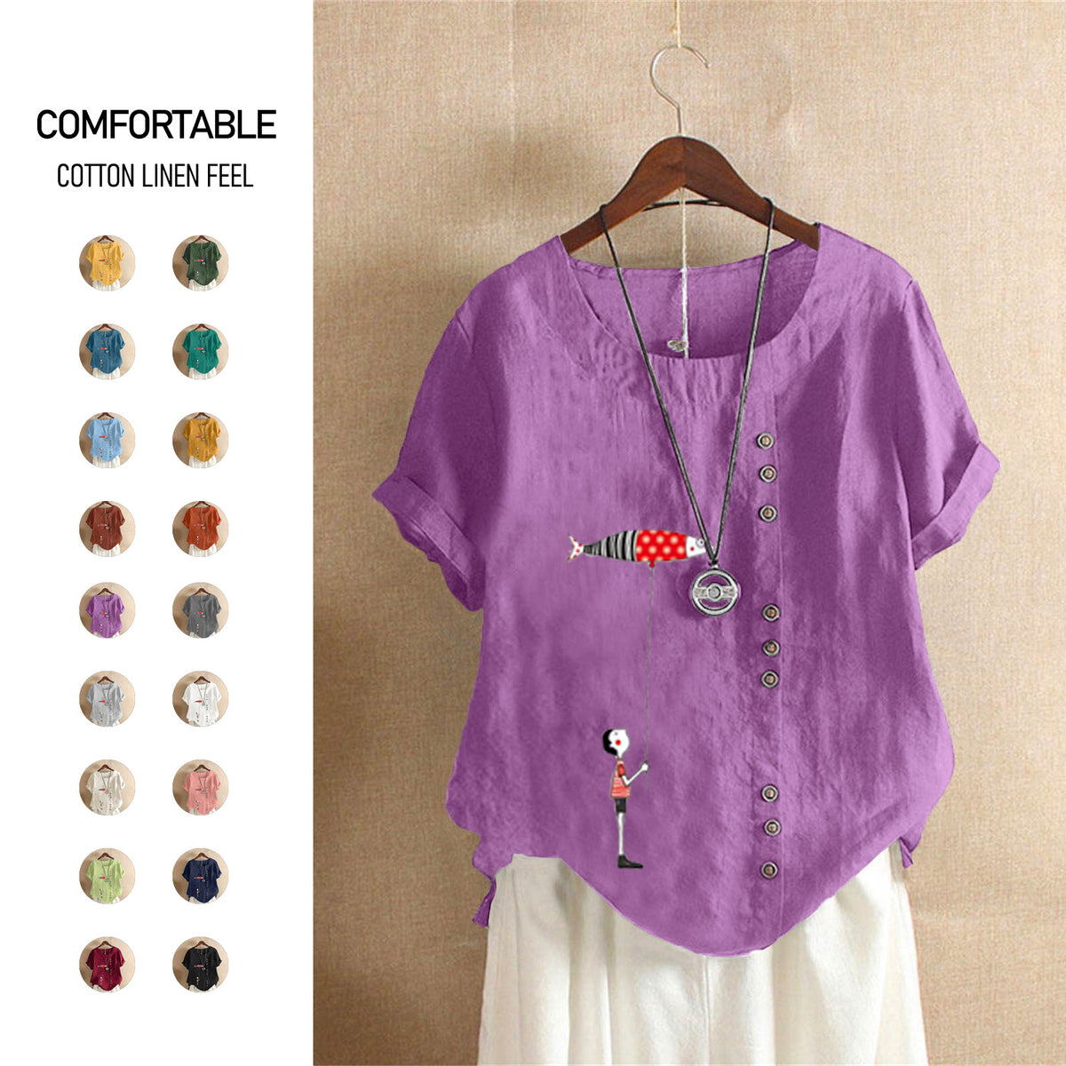 Women's Summer Retro Large Casual Loose Cotton Linen Shorts