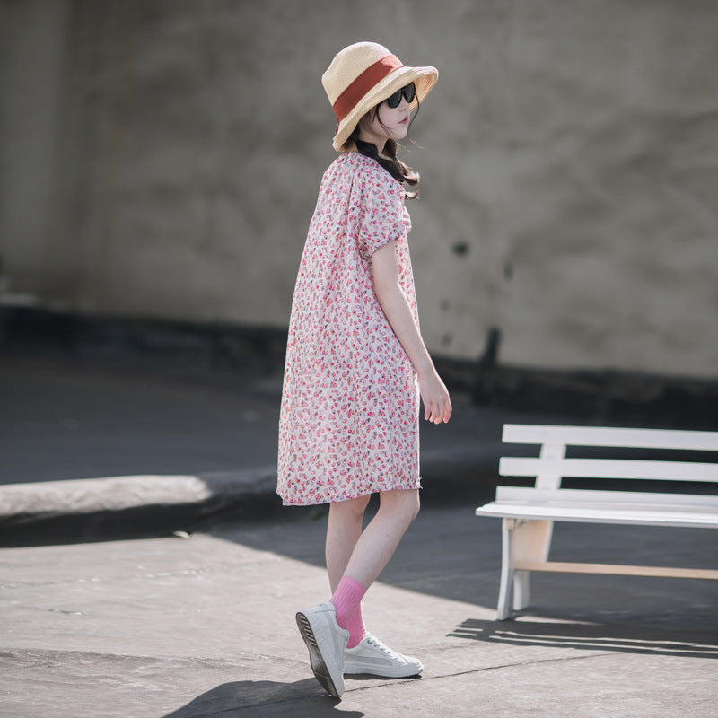 Children's Skirt Korean Style Loose Western Cotton Small Floral Children's Dress