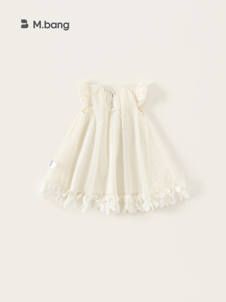 Children's Clothing Summer Pearl Flying Sleeve Bow Princess Performance Children's Dress