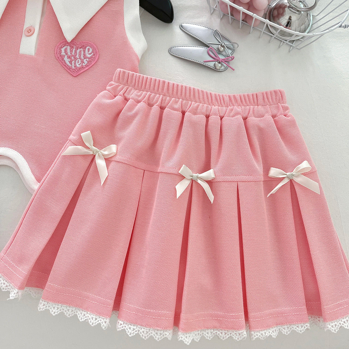 Children's Summer College Sleeveless Vest Pleated Skirt Fashionable Stylish Children's Suit