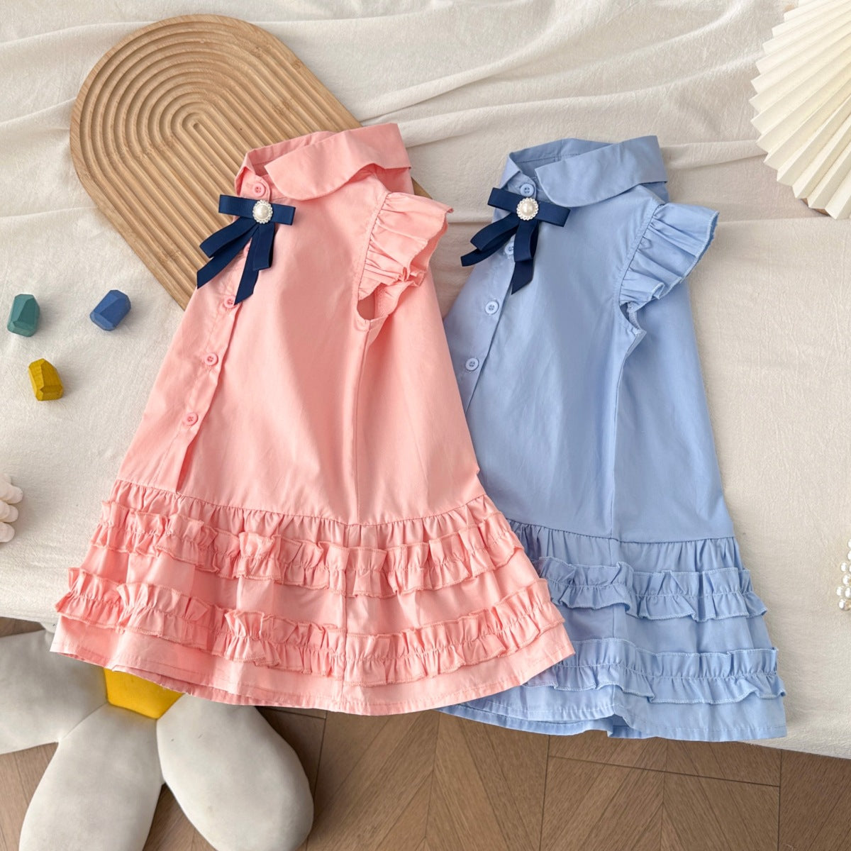 Children's Summer Flounced Sleeve Vest Little College Style Children's Dress