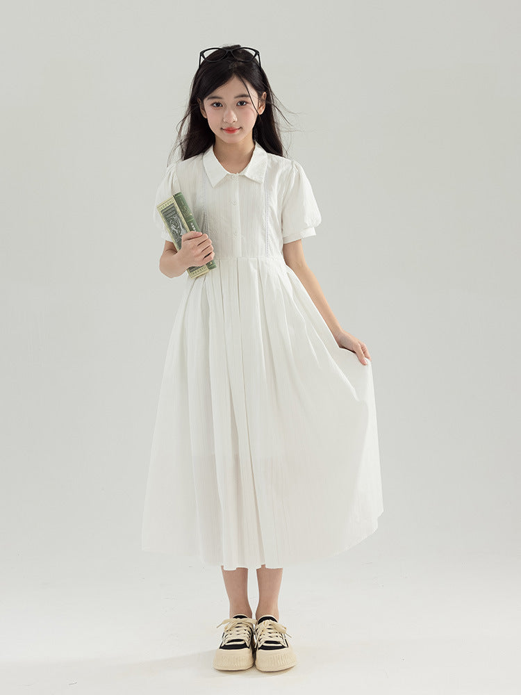 Sweet Organ Pleated Shirt Temperament College Style Children's Dress