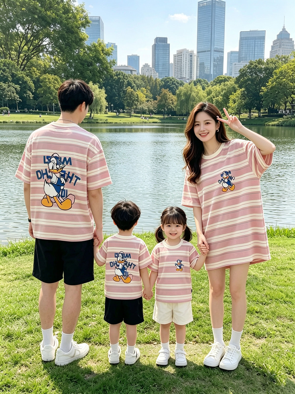 Wear Summer Korean Style Short Sleeve Family Of Four Clothes Parent-child Outfit