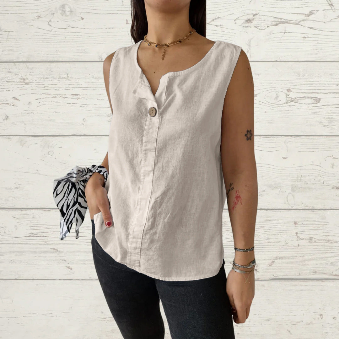 Women's Summer Loose Shirt Cotton Linen Button Small Vest/suspenders/tube Top