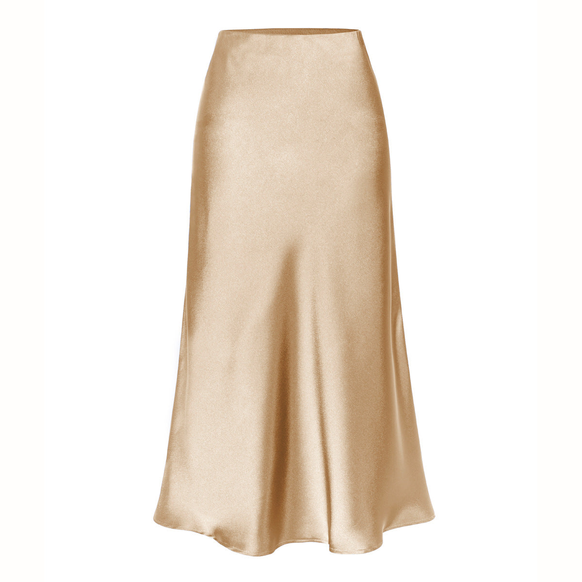 Women's Quality Acetate Satin Elastic Waist Pure Color Skirt