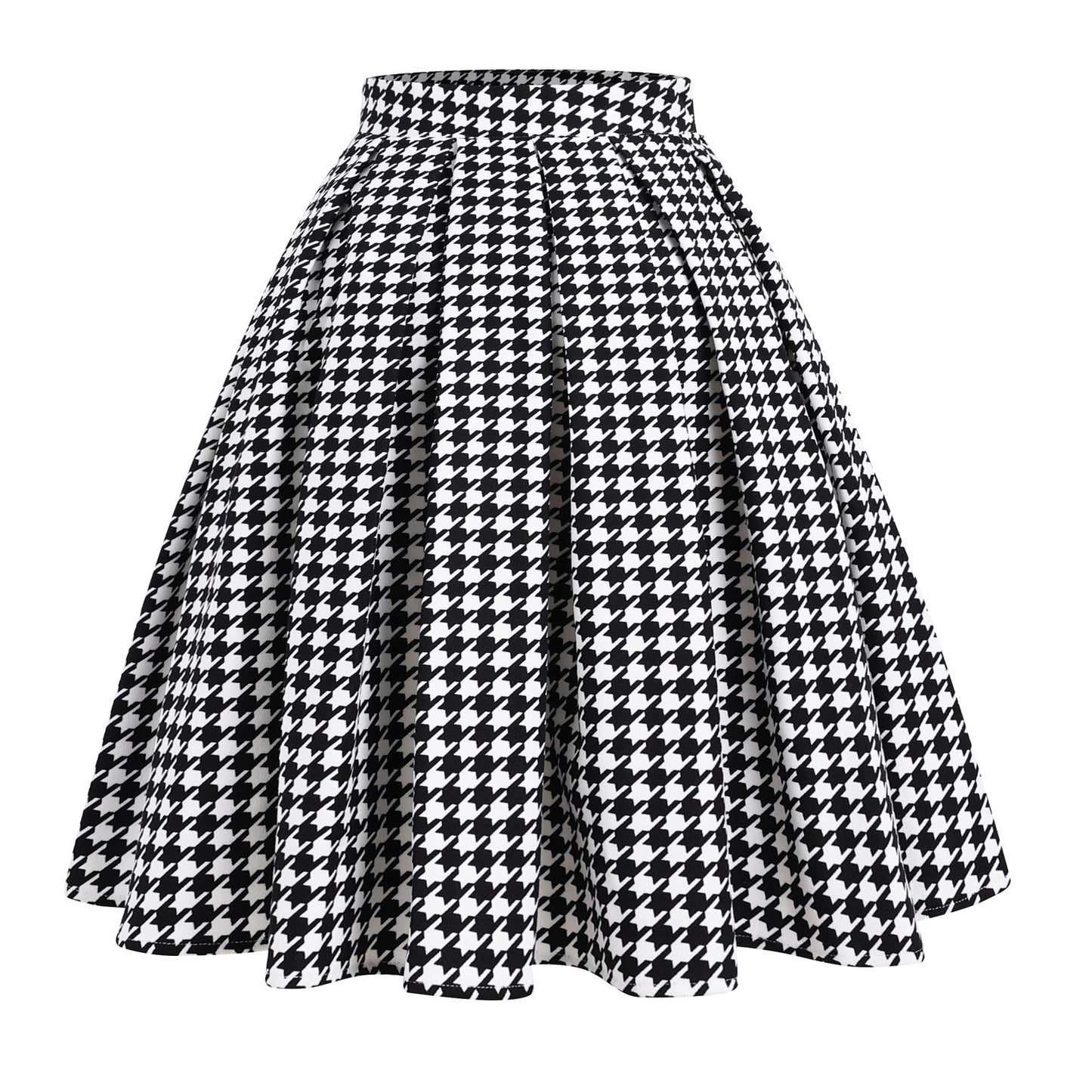 Print A- Line Pleated Cotton High Waist Skirts