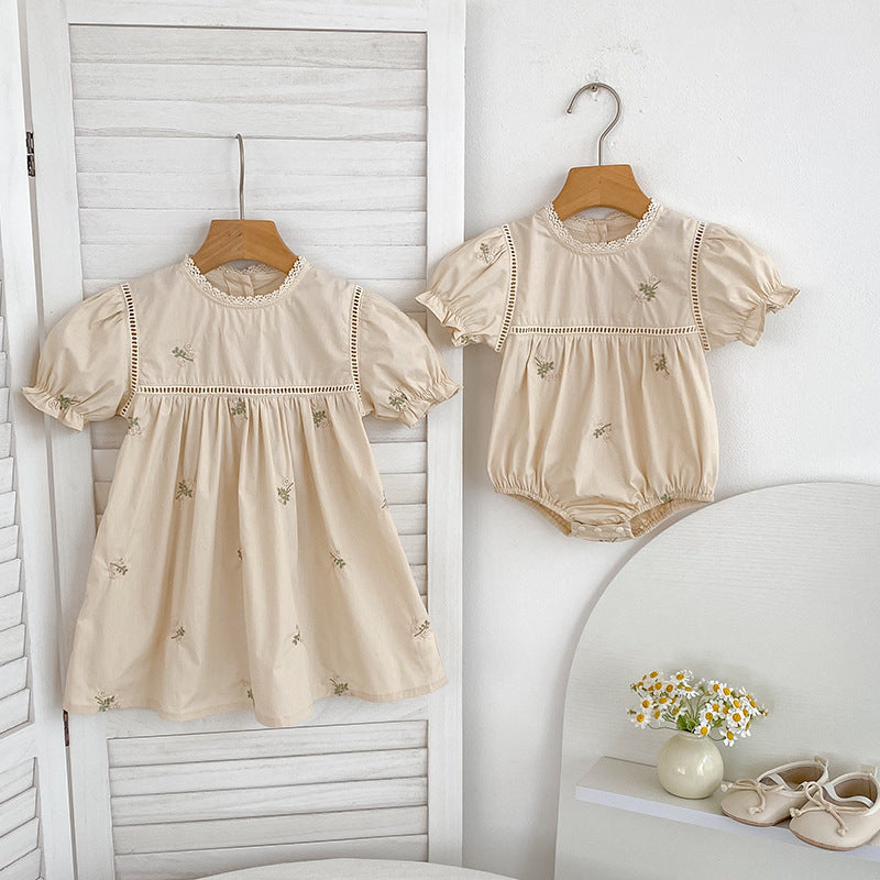 Infant Romper Princess Embroidered Western Style Sisters Children's Dress