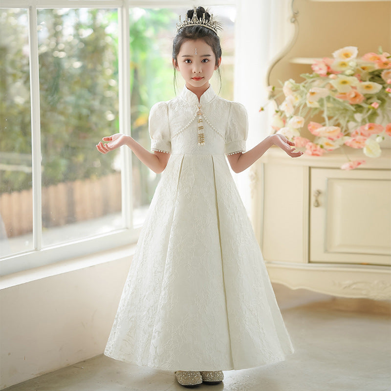 Children's Light Luxury Minority White Chinese Piano Children's Dress