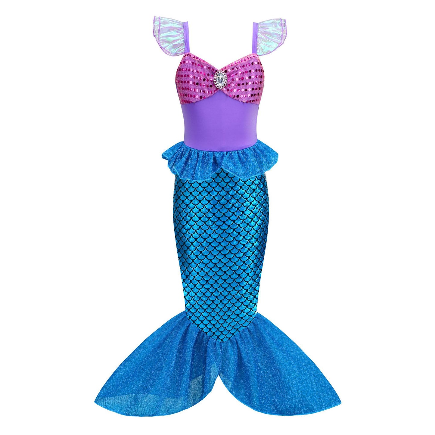 Flying Sleeve Sequins Western Style Sleeveless Princess Children's Dress