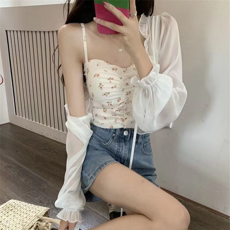 Women's Thin Summer Shawl Outerwear Design Waistcoat Lace Shirt, Chiffon Shirt