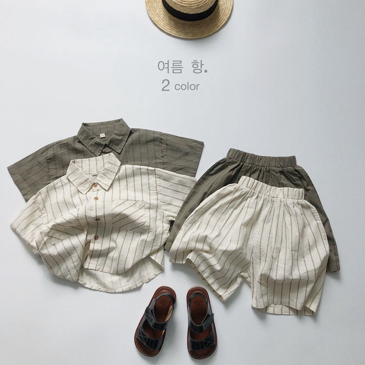 Children's Striped Shorts Summer Boys Ramie Loose Casual Children's Pants