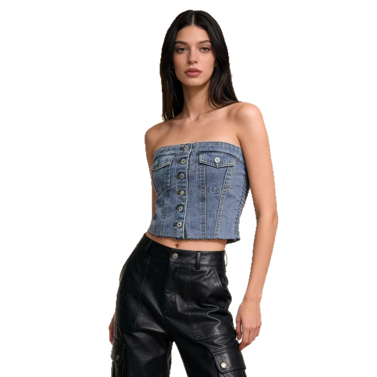 Women's Source Sexy Hot Wear Fashion Denim Small Vest/suspenders/tube Top