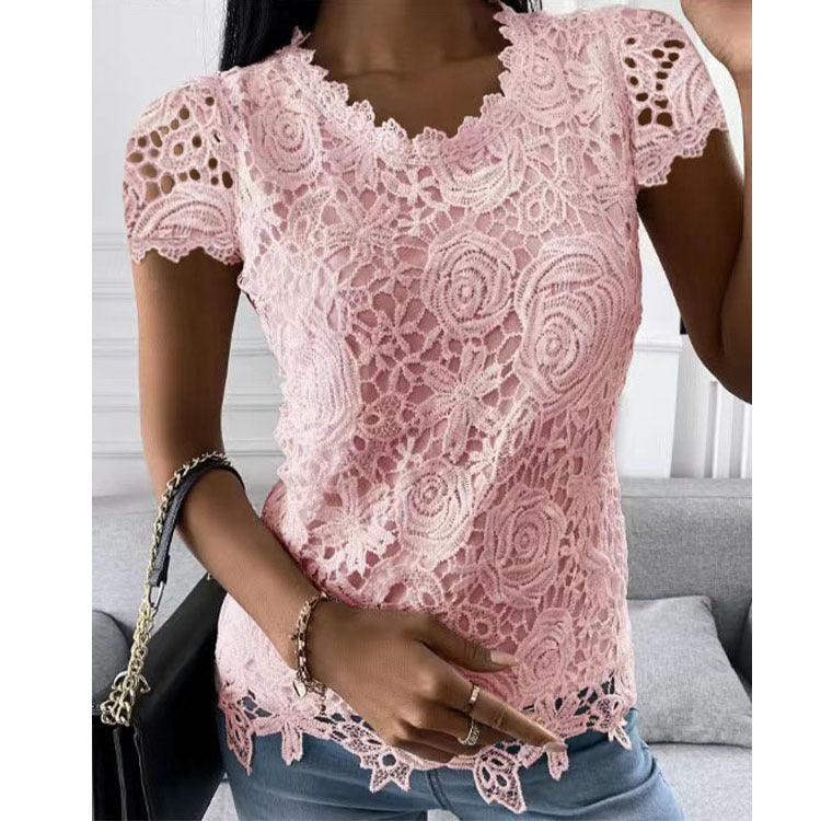 Cool Classy Fashion New Women's Summer Lace Shirt, Chiffon Shirt