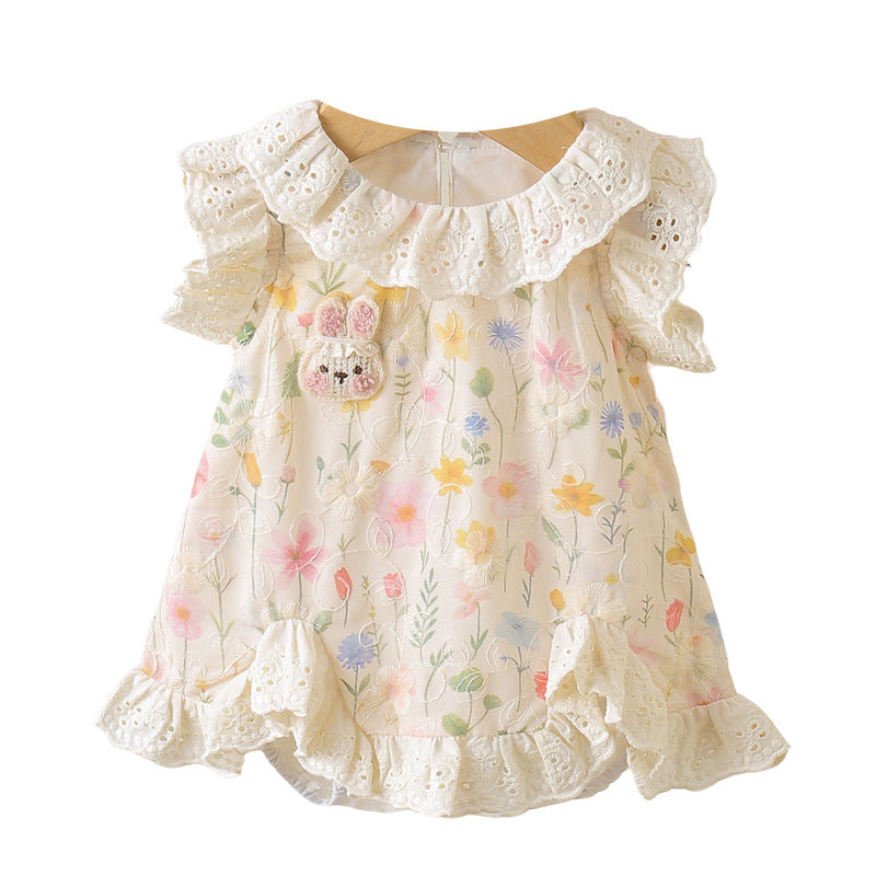 Days Old One Year Super Cute Lace Bunny Bloomer Jumpsuit, Climbing Suit
