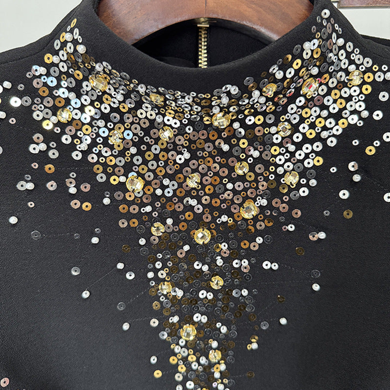 Embroidered Sequined Fishtail Mid-length Dress Set Fashion Casual Suit
