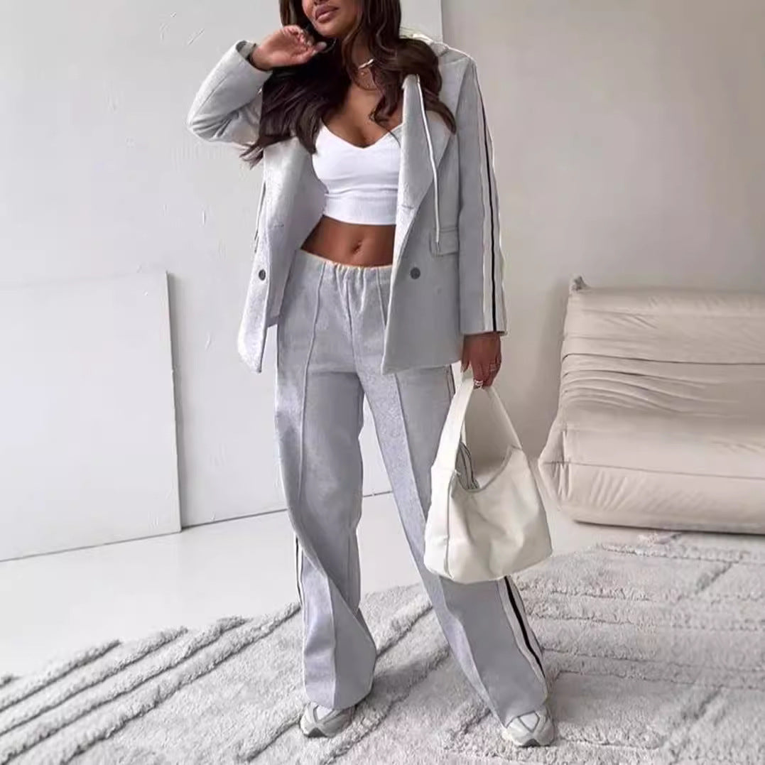 Women's Ribbon Hooded Wide Leg Two-piece For Fashion Casual Suit