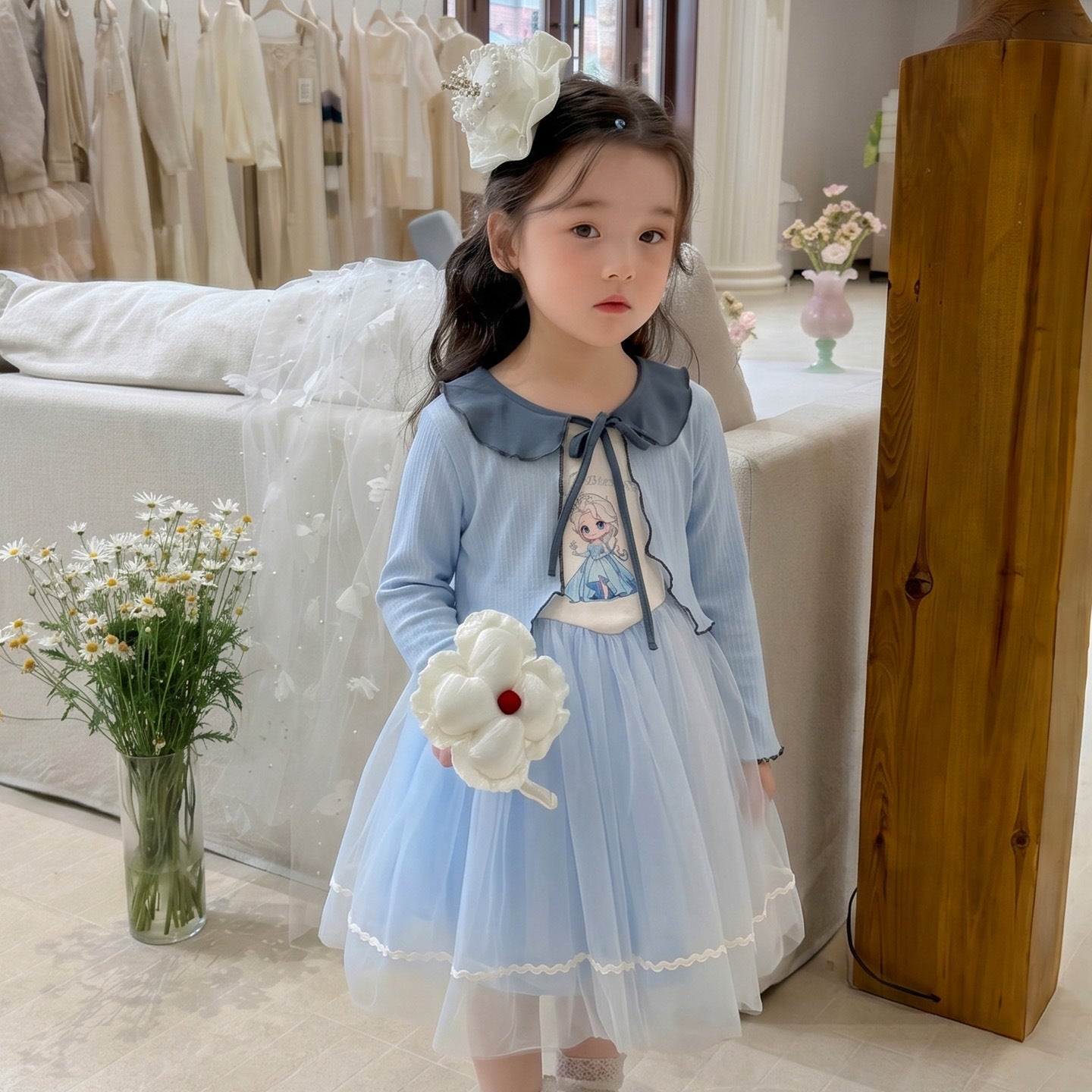 Children's Size Roll Style Princess Mesh Pettiskirt Children's Dress