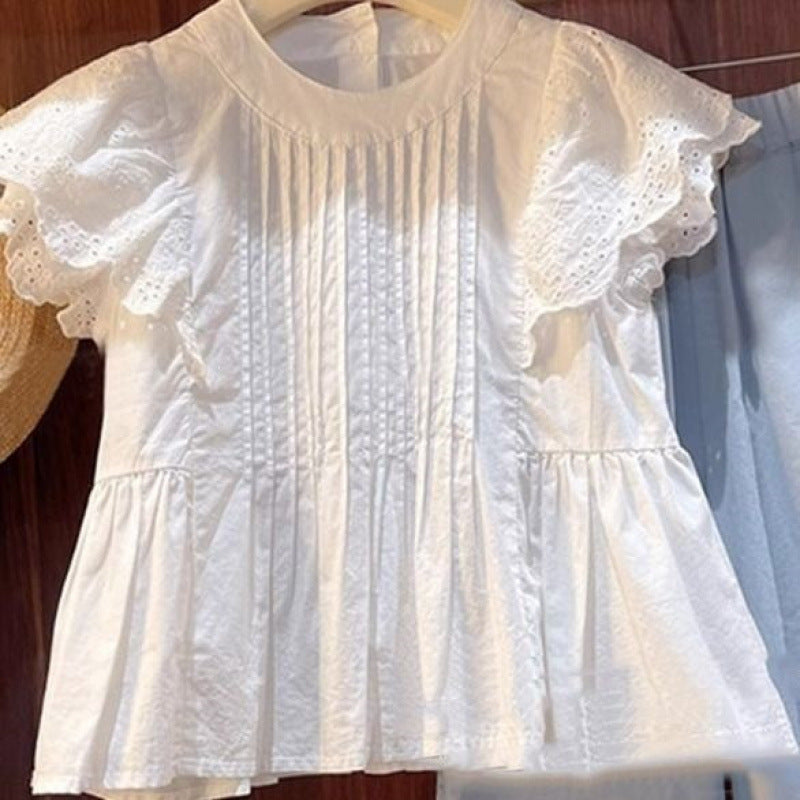 Children's Style Fashion Doll Summer Flower Edge Clothing Wide Leg Pants Children's Suit