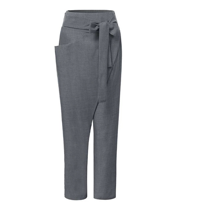Durable Women's Irregular Lace Up Cropped Casual Pants