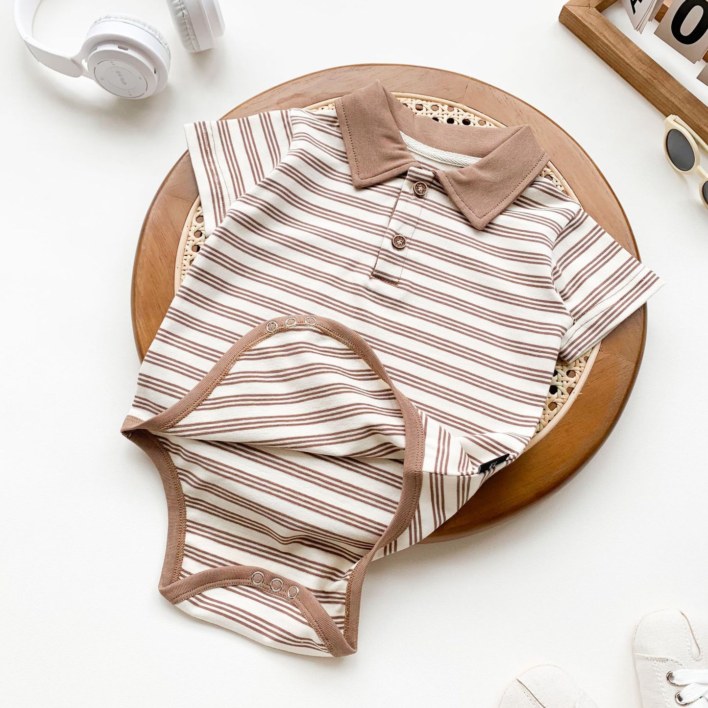 Infants Romper Summer Boy Striped Gentleman Short-sleeved Rompers Jumpsuit, Climbing Suit