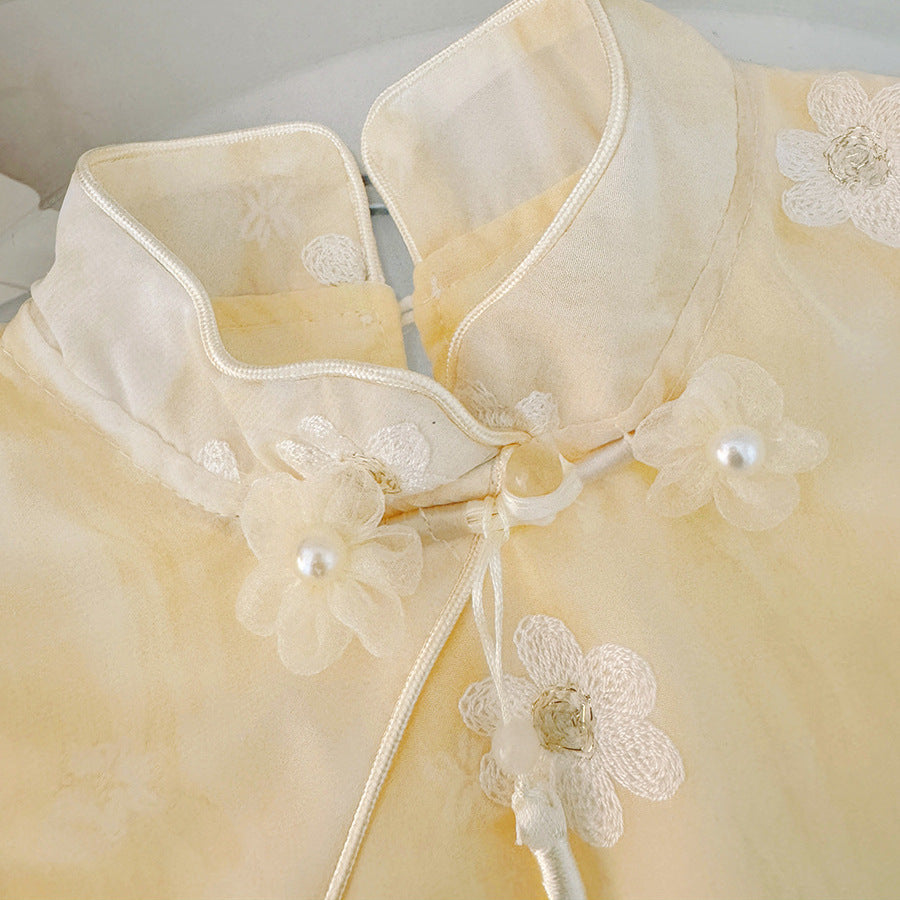 Live Broadcast Supply Little Retro Chiffon Summer Children's Dress