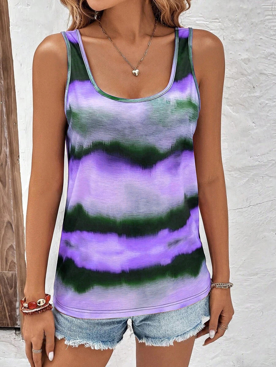 Women's Printed Sleeveless Loose Fashion Trend Stripes Vests
