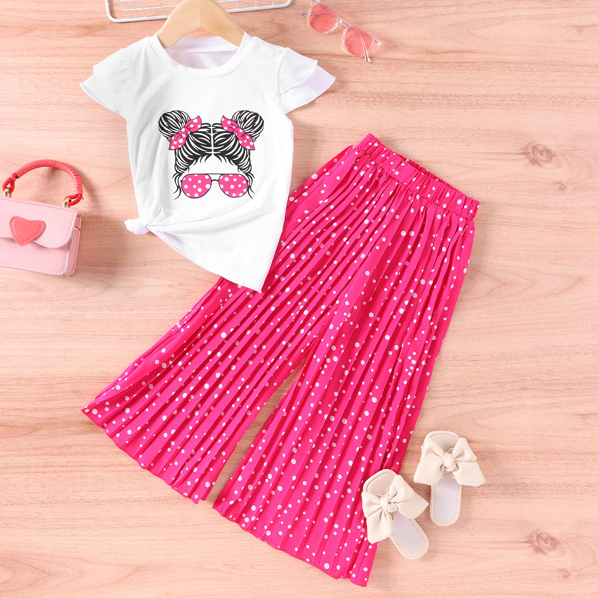 Unique Avatar Short Sleeve Wide Leg Pants Children's Suit