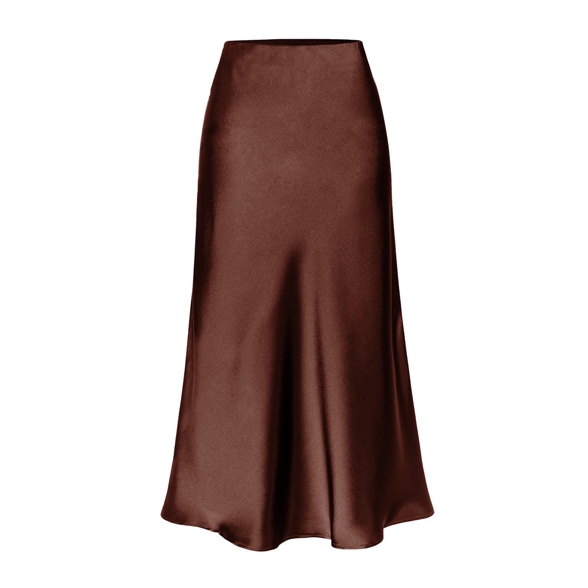 Women's Quality Acetate Satin Elastic Waist Pure Color Skirt