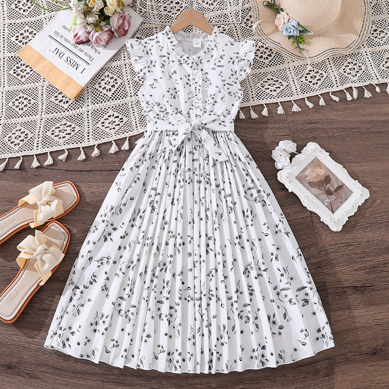 Women's Clothing Floral Flounce Loose Graceful Midi Children's Dress