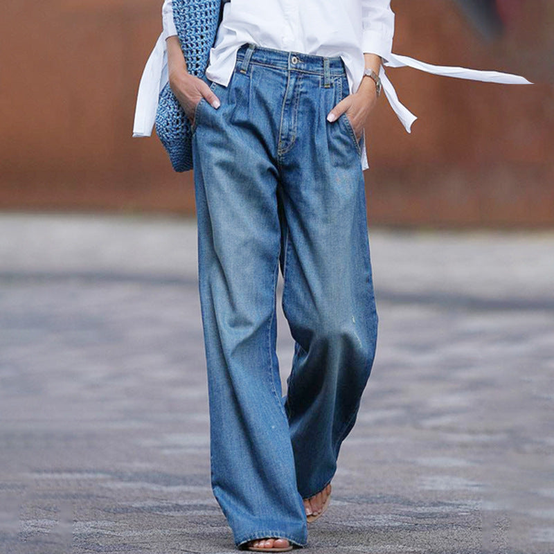 Women's High Waist Slimming Wide Leg Loose-fitting Mopping Pants