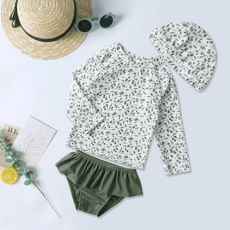 Children's Swimsuit Cute Split Long Sleeve Seaside Vacation Children's Suit