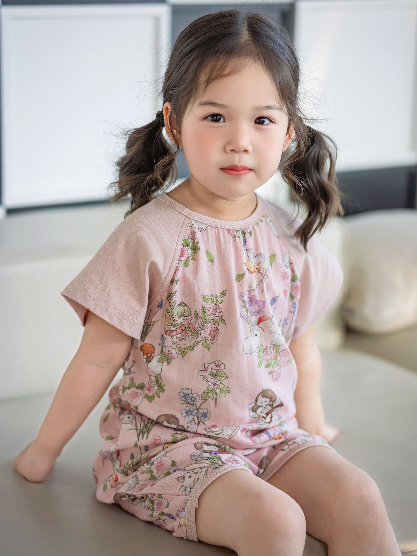 Bamboo Fiber Cool Gauze Summer Clothing Home Parent-child Outfit