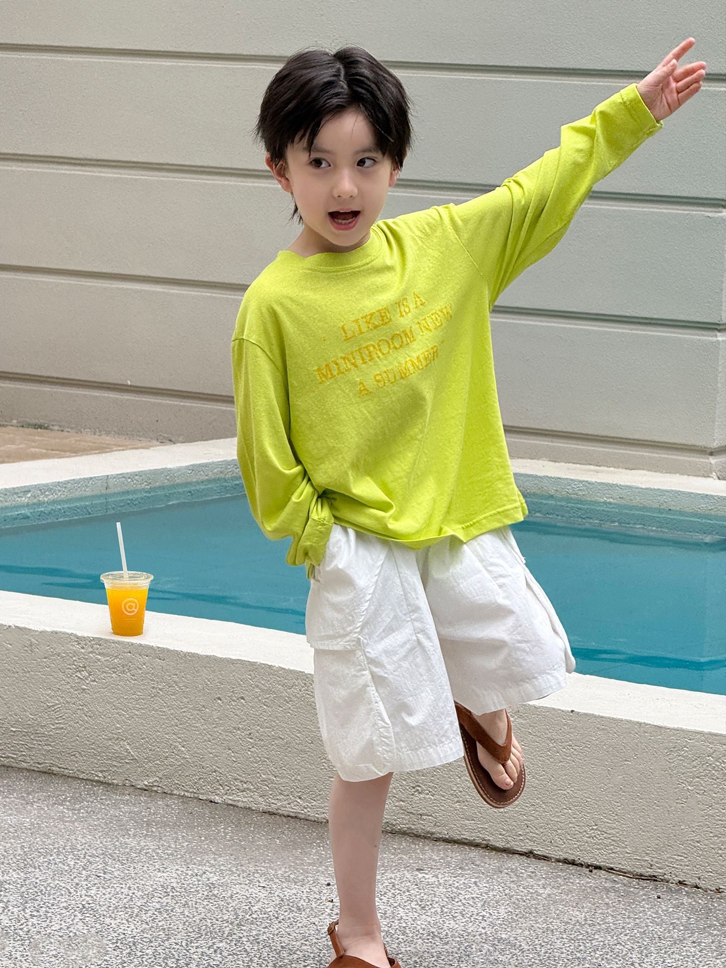Children's Sleeve Summer Dress Boys Fashion Color Contrast Letter Print Pullover Children's T-shirt