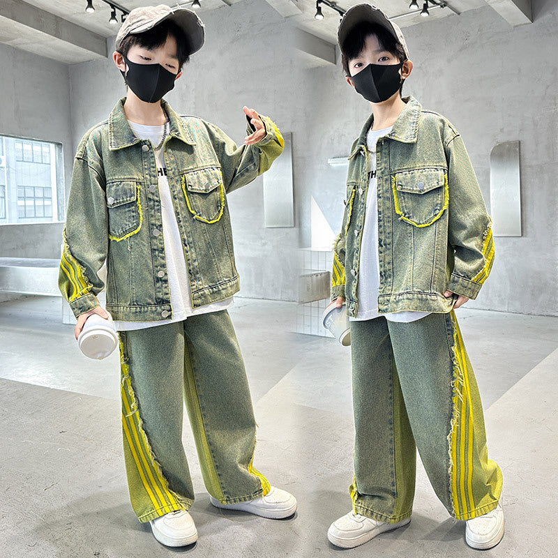 Children's Boys American Denim Medium Big Trendy Coat Fashionable Spring Children's Suit