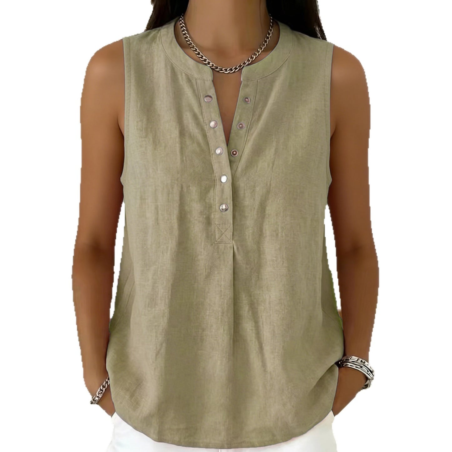 Women's Summer Loose Comfortable Sleeveless Solid Color Blouse
