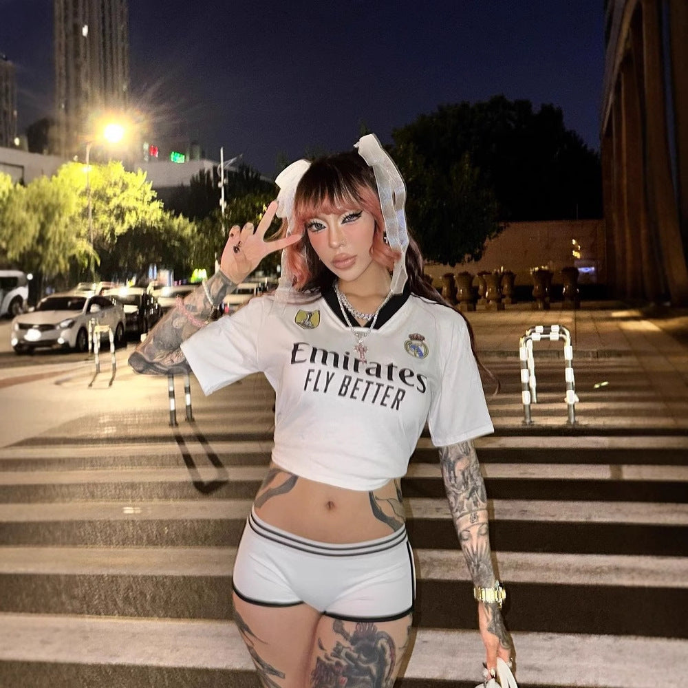 Women's American Retro Casual Loose Hot Street Printing Sleeve Tops