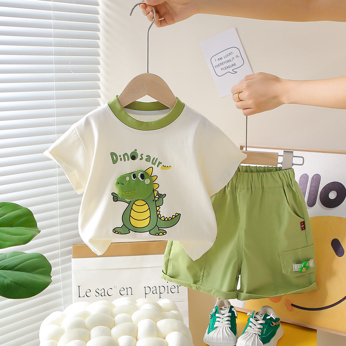 Children's Korean Style Clothing Boys Summer Dinosaur Short Sleeve Boy Children's Suit