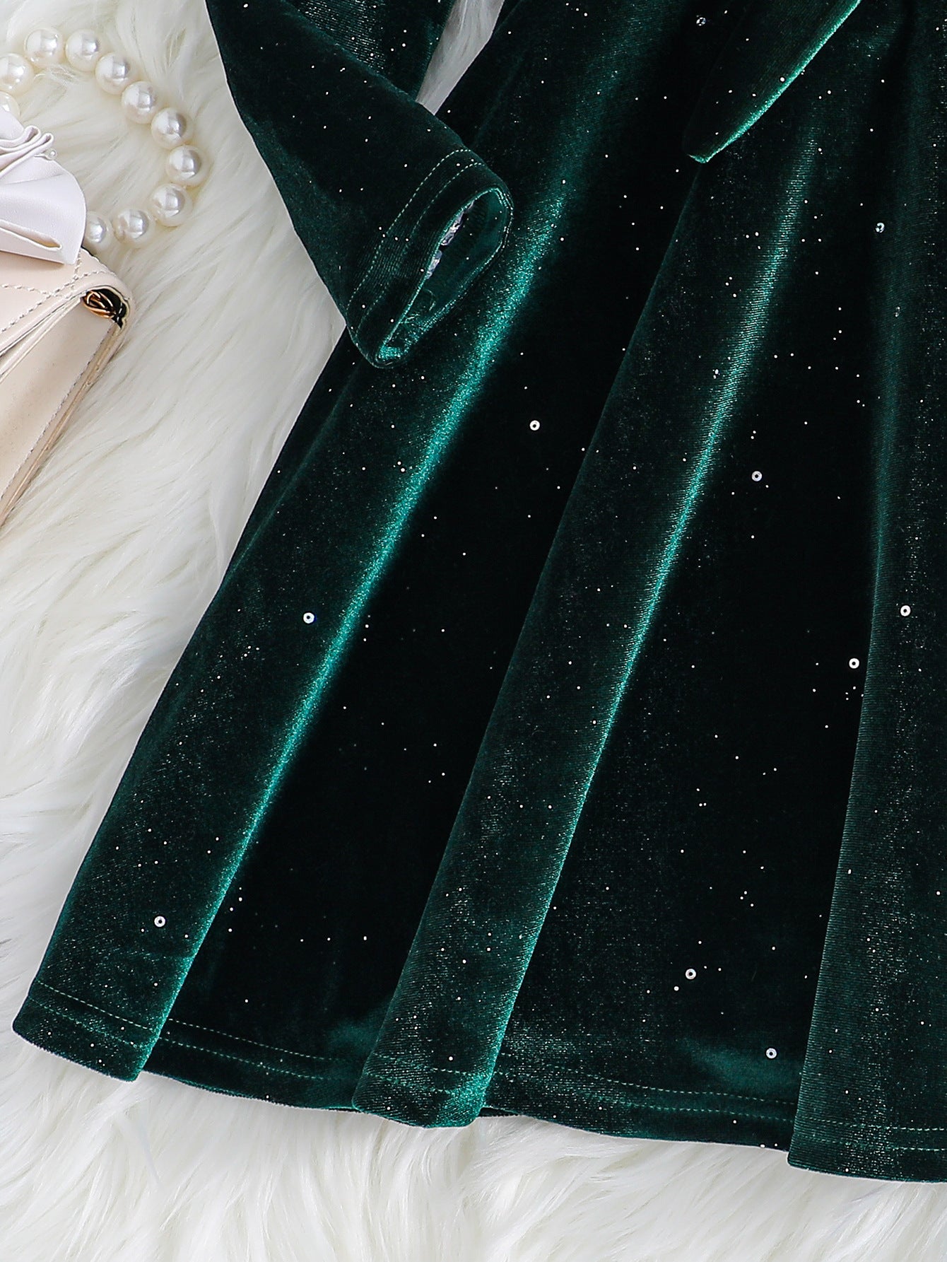 Pure Color Sequins Birthday Banquet With Children's Dress