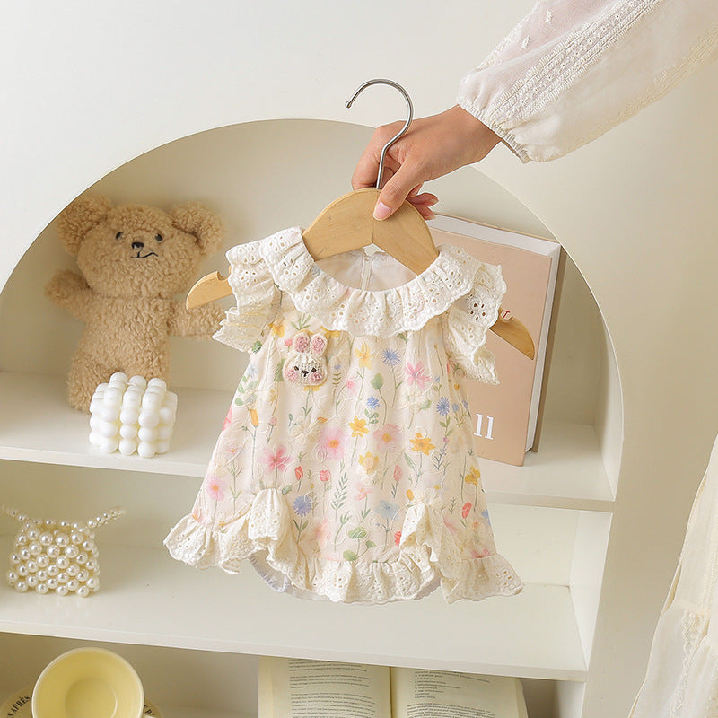 Days Old One Year Super Cute Lace Bunny Bloomer Jumpsuit, Climbing Suit