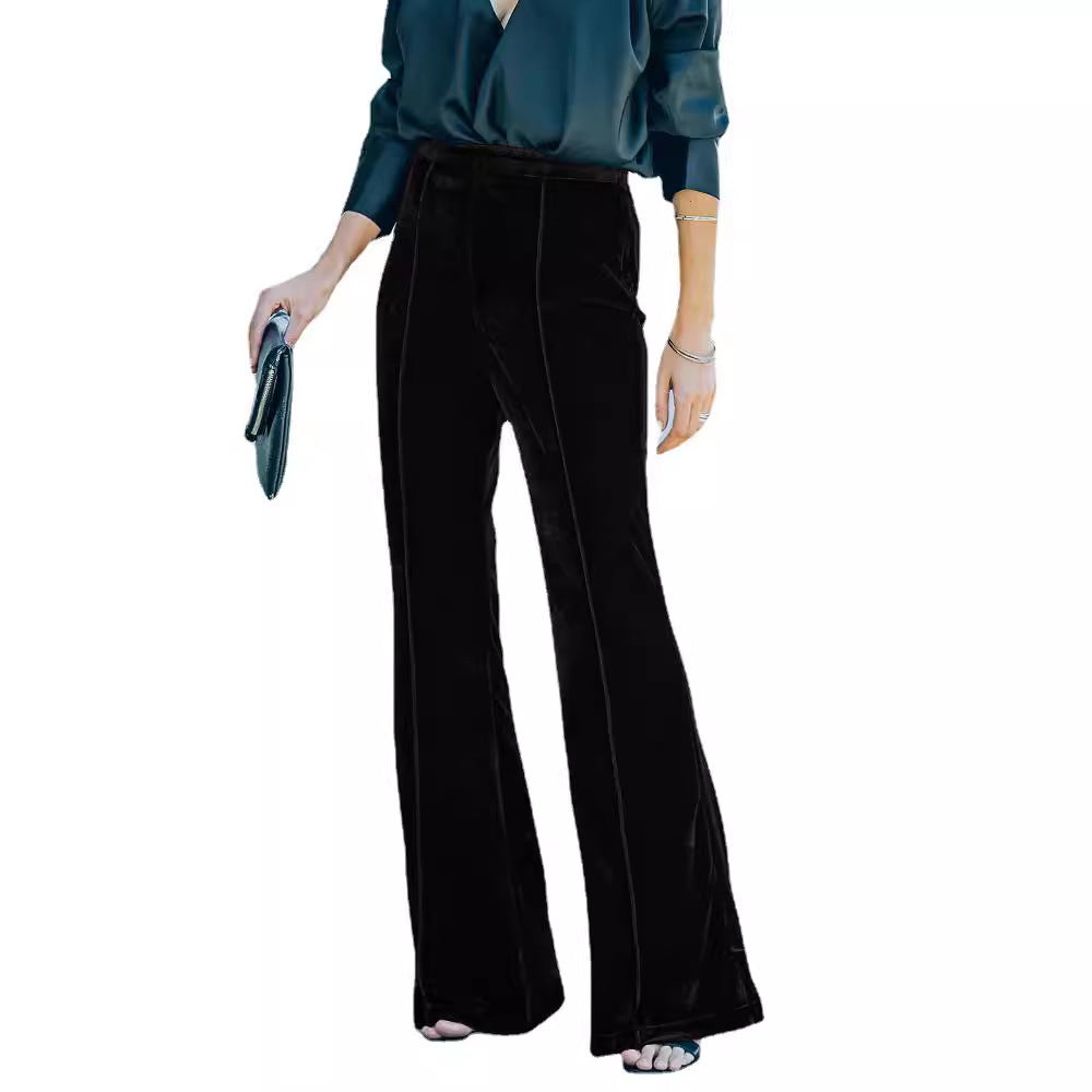 Women's Gold Veet Trousers High Waist Casual Pants
