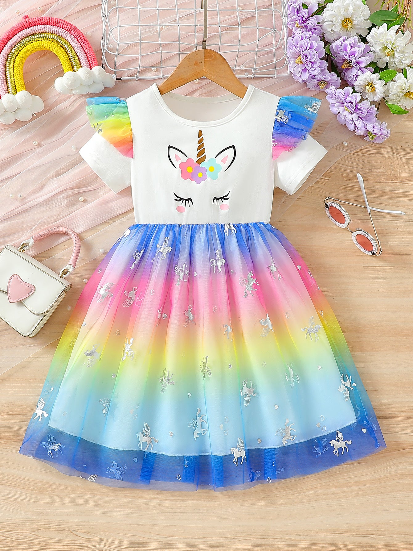 Children's Unicorn Summer Short Sleeve Trendy Skirt Children's Dress