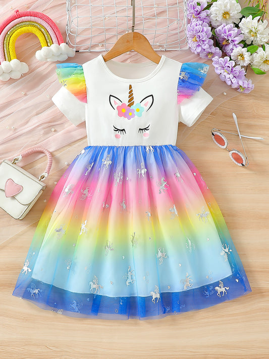 Children's Unicorn Summer Short Sleeve Trendy Skirt Children's Dress