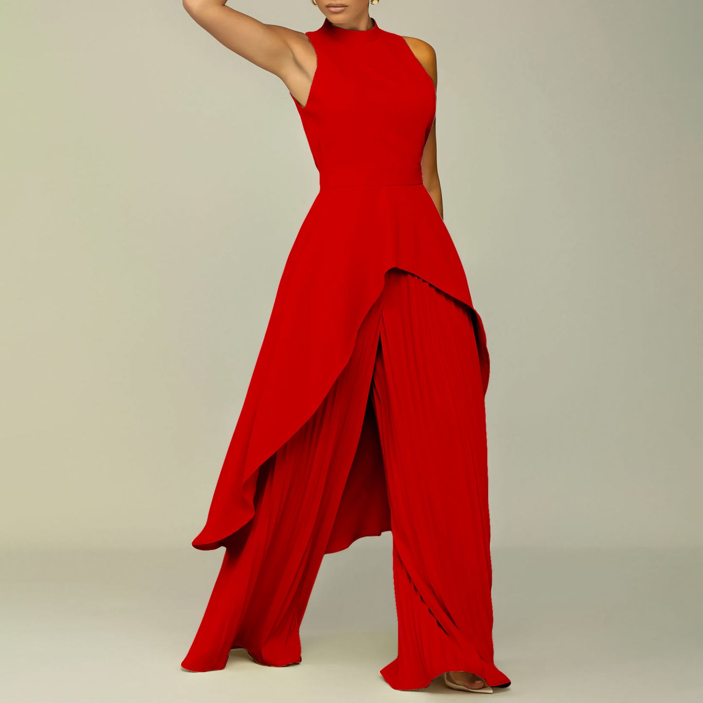 Graceful Glamorous Women's Sleeveless Irregular Two-piece Pants