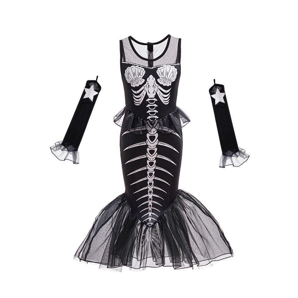 Children's Mermaid Princess Sequined Fishtail Performance With Suspenders Children's Dress