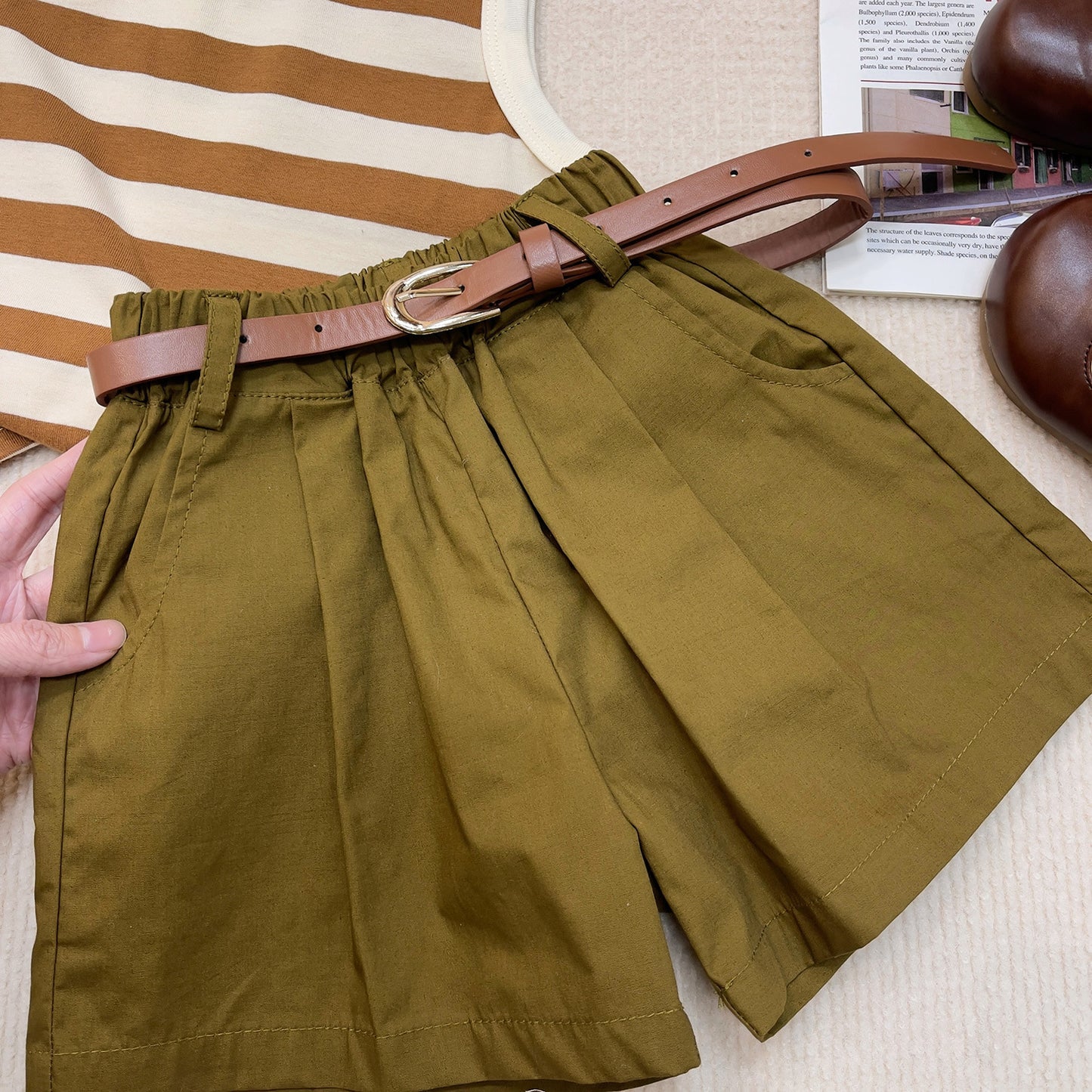 Children's Korean Style Fashionable Stylish Thin Summer Clothing Striped Camisole Shorts Children's Suit