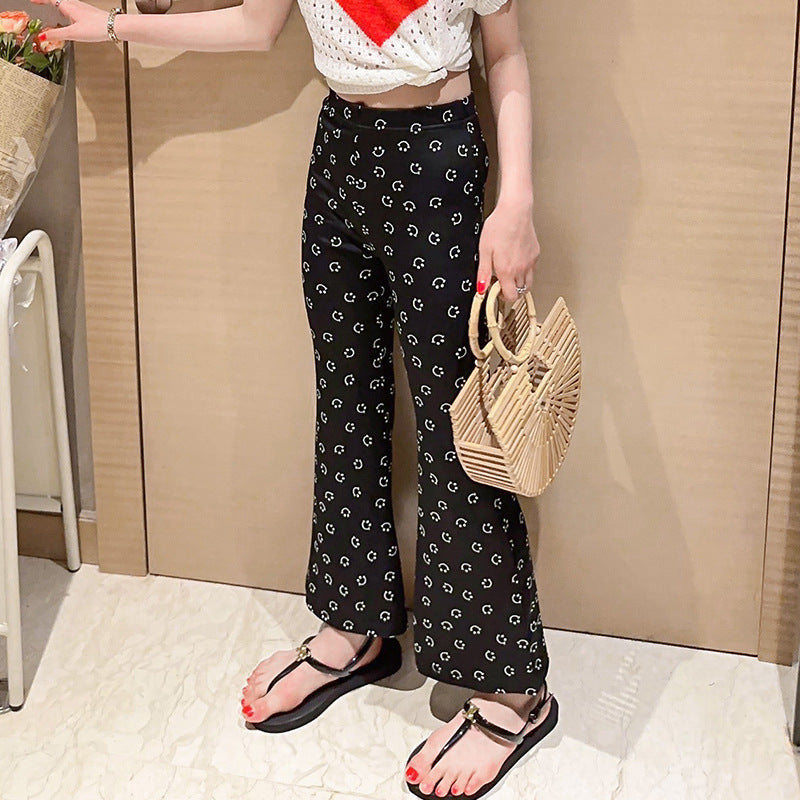 Ice Silk Summer Clothes Western Style Bell-bottom Children's Pants