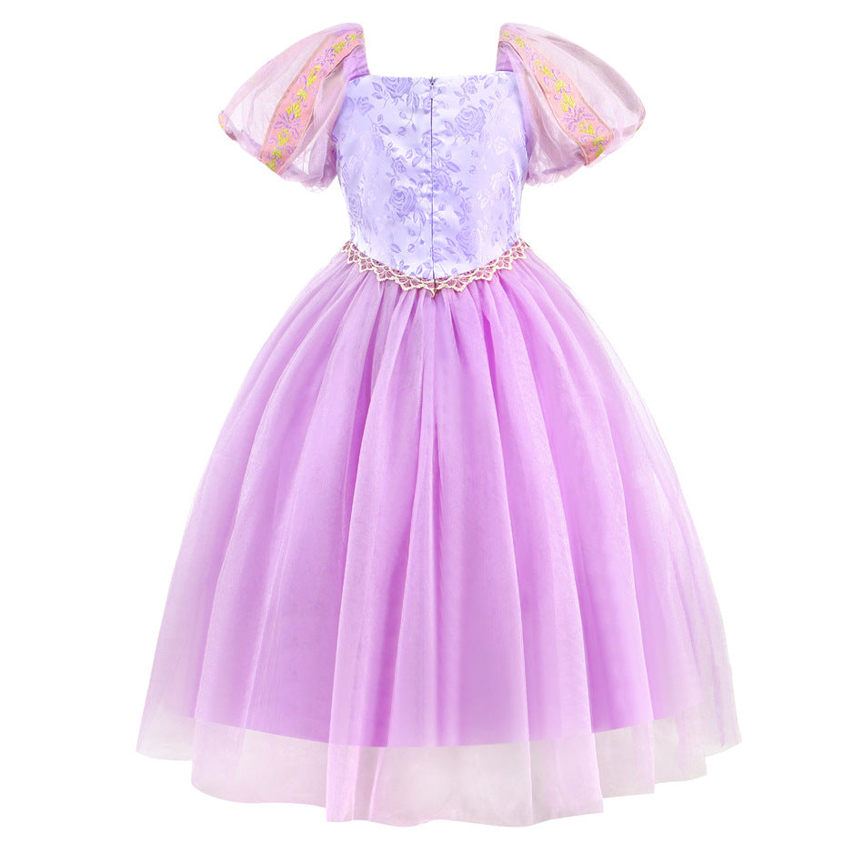 Hair Princess Frozen Purple Tulle Sweet Children's Dress