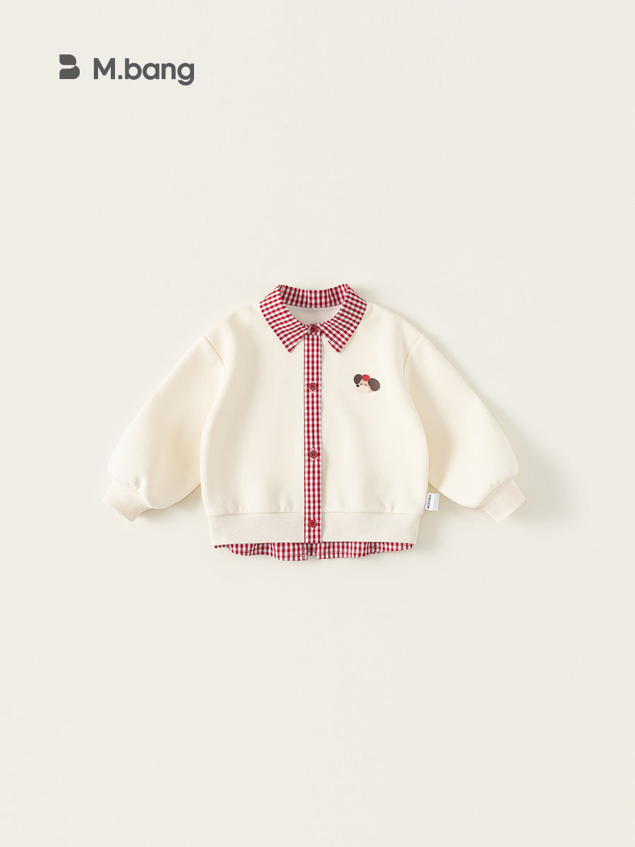 Children's Sleeve Plaid Elements Sisters Outfit Stitching Lace Children's T-shirt