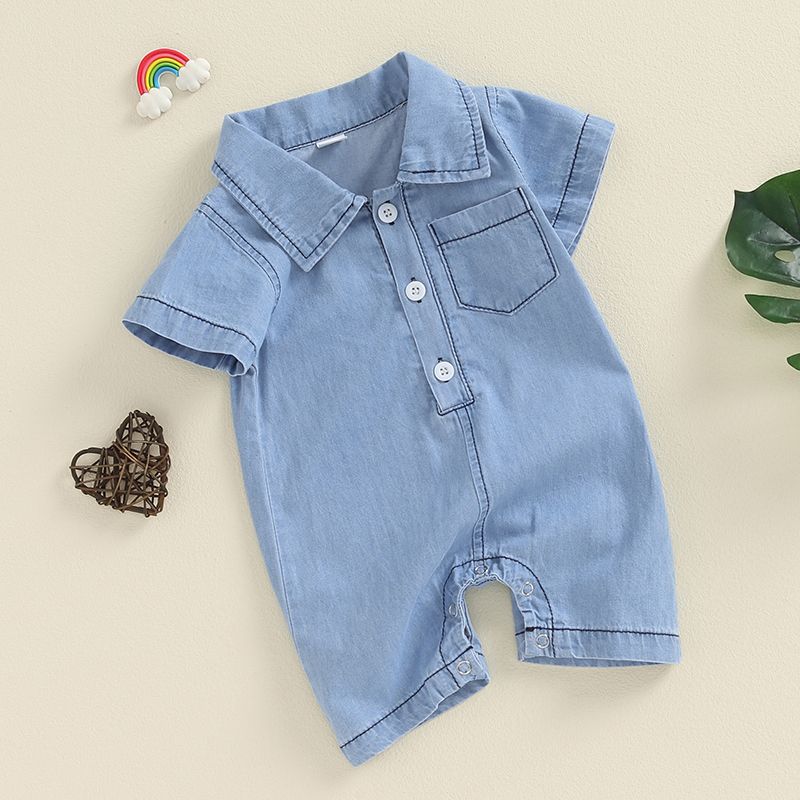 Clothes For Babies Summer Boys Denim Jumpsuit Infant Super Cute Jumpsuit, Climbing Suit